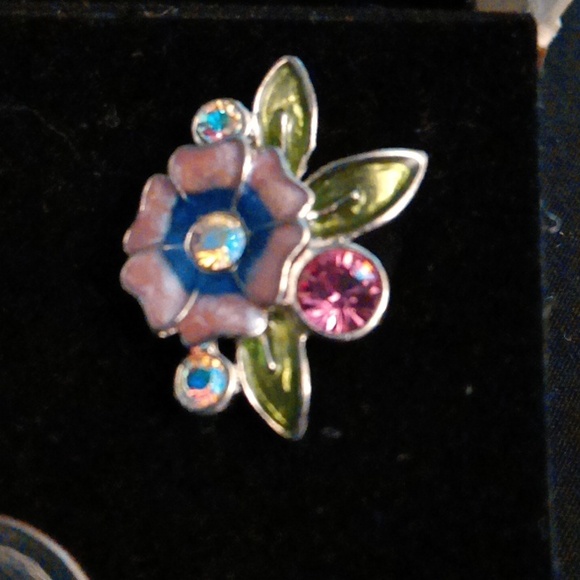 Avon Floral Earrings with Pink and Blue Accents - Picture 2 of 4